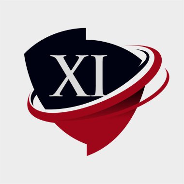 İlk harf XI logotype şirket adı kırmızı ve siyah simge tasarımı. beyaz arkaplanda izole.