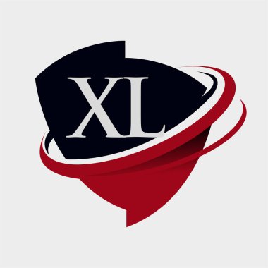 İlk harf XL logotype şirket adı kırmızı ve siyah simge tasarımı. beyaz arkaplanda izole.