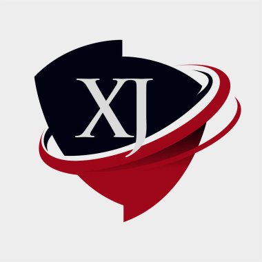 İlk harf XJ logotype şirketi adı kırmızı ve siyah simge tasarımı. beyaz arkaplanda izole.