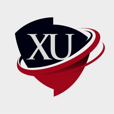 İlk harf XU logotype şirketi adı kırmızı ve siyah simge tasarımı. beyaz arkaplanda izole.