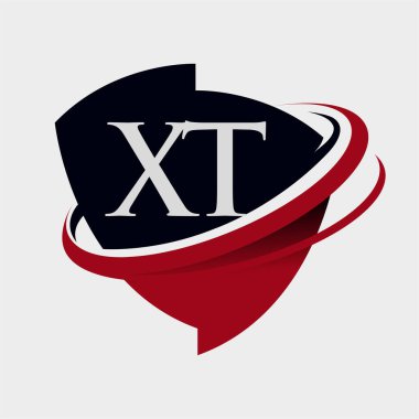 İlk harf XT logotype şirketi adı kırmızı ve siyah simge tasarımı. beyaz arkaplanda izole.