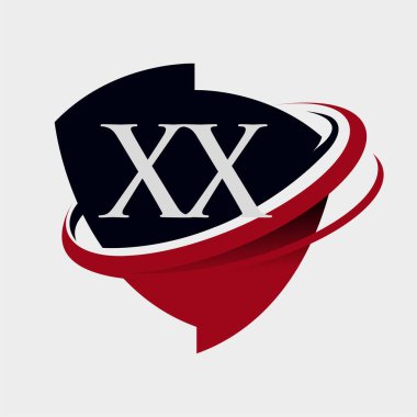 İlk harf XX logotype şirket adı kırmızı ve siyah simge tasarımı. beyaz arkaplanda izole.