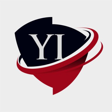 İlk harf YI logotype şirketi adı kırmızı ve siyah simge tasarımı. beyaz arkaplanda izole.