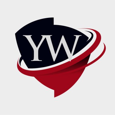 İlk harf YW logotype şirketi adı kırmızı ve siyah simge tasarımı. beyaz arkaplanda izole.
