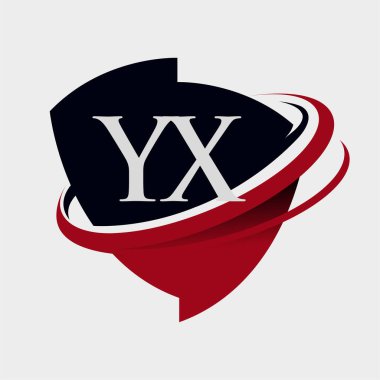 İlk harf YX logotype şirketi adı kırmızı ve siyah simge tasarımı. beyaz arkaplanda izole.