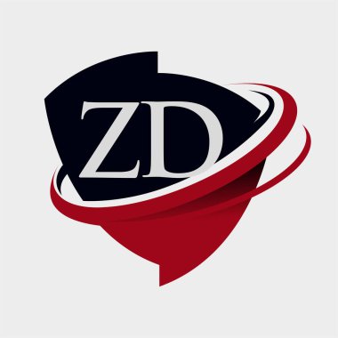 İlk harf ZD logotype şirket adı kırmızı ve siyah simge tasarımı. beyaz arkaplanda izole.