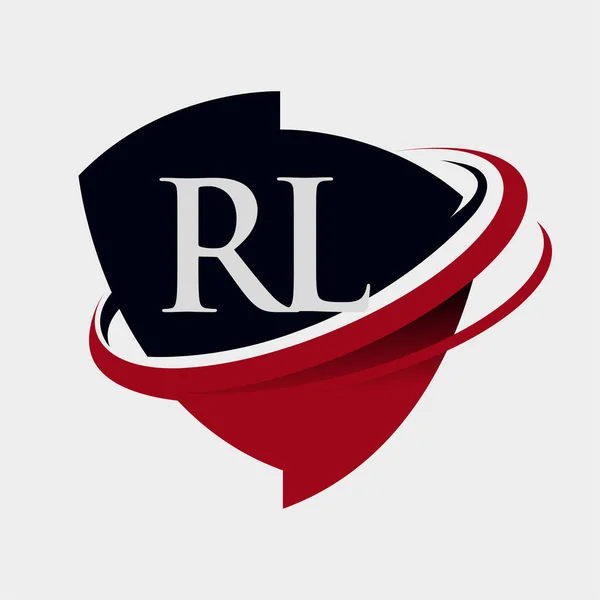Carta Inicial Logotipo Nome Empresa Colorido Vermelho Preto Swoosh Design — Vetor de Stock