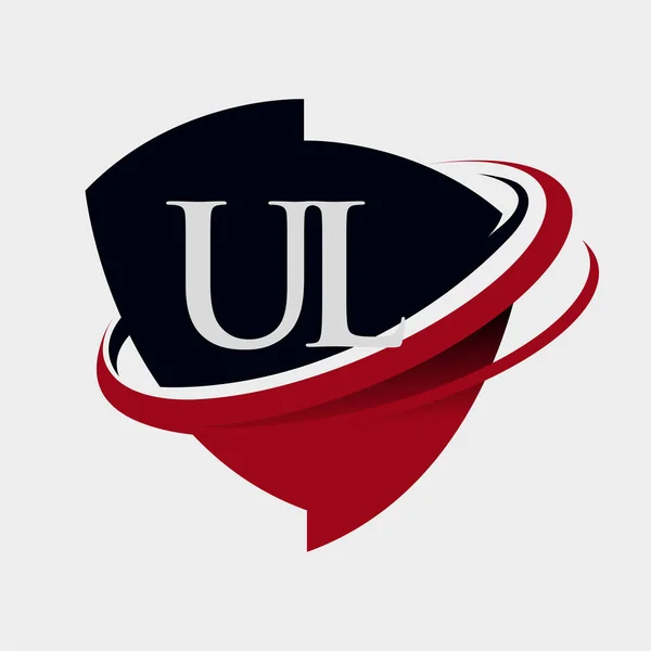 Litera Inițială Logotip Numele Companiei Colorate Negre Swoosh Design Emblemă — Vector de stoc