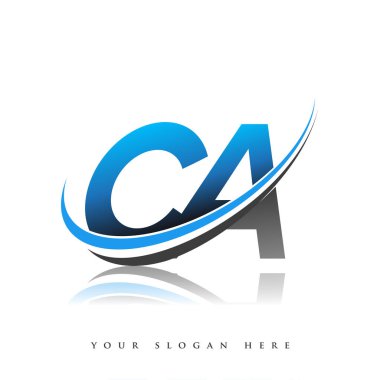 CA 'nın ilk logo şirketinin adı mavi ve siyah renkli, beyaz arka planda izole edilmiş. iş ve şirket kimliği için vektör logosu.