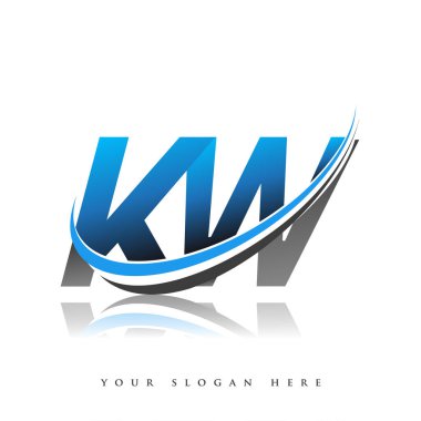 KW 'nin ilk logo şirketi adı mavi ve siyah renkli, beyaz arka planda izole edilmiş. iş ve şirket kimliği için vektör logosu.