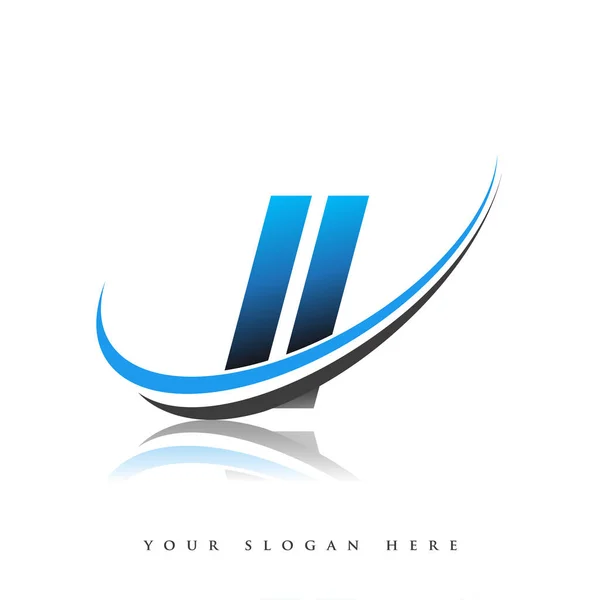 Logotipo Inicial Nome Empresa Colorido Design Swoosh Azul Preto Isolado — Vetor de Stock