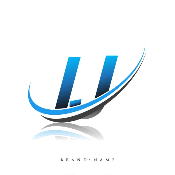 Nome Empresa Logotipo Inicial Colorido Design Swoosh Azul Preto Isolado —  Vetores de Stock