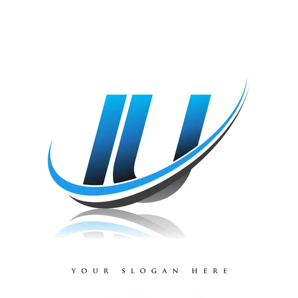 Початкова Назва Логотипу Компанії Кольоровий Синій Чорний Swoosh Дизайн Ізольований — стоковий вектор