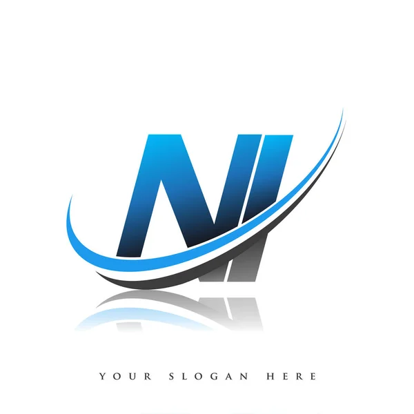 Nome Empresa Logotipo Inicial Colorido Design Swoosh Azul Preto Isolado —  Vetores de Stock