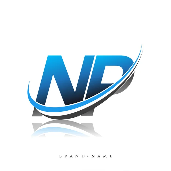 Nin Ilk Logo Şirketi Adı Mavi Siyah Renkli Beyaz Arka — Stok Vektör