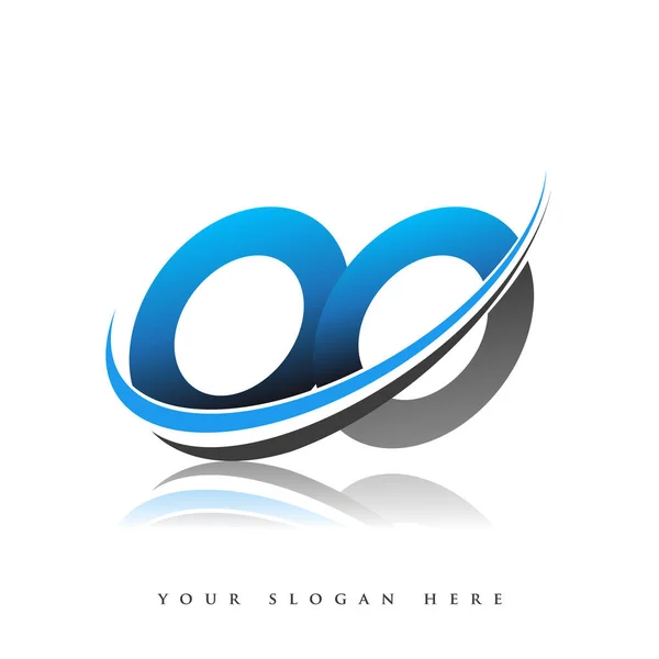 Первоначальный Логотип Компании Название Цветной Синий Черный Swoosh Дизайн Изолированный — стоковый вектор