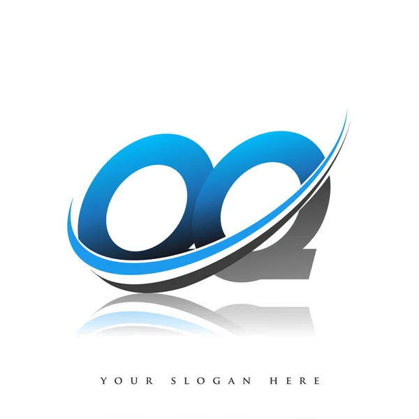 Первоначальный Логотип Компании Название Цветной Синий Черный Swoosh Дизайн Изолированный — стоковый вектор