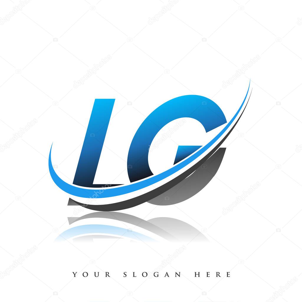 Lg Initial Logo Company Name Colored Blue And Black Swoosh Design Isolated On White Background Vector Logo For Business And Company Identity 446506986 Larastock