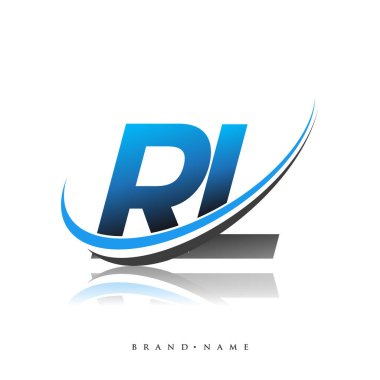 RL 'nin ilk logo şirketi adı mavi ve siyah renkli, beyaz arka planda izole edilmiş. iş ve şirket kimliği için vektör logosu.