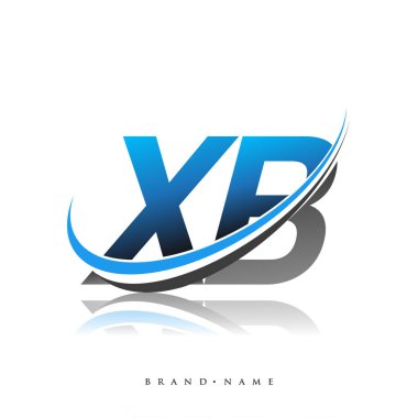 XB 'nin ilk logo şirketi adı mavi ve siyah renkli, beyaz arka planda izole edilmiş. iş ve şirket kimliği için vektör logosu.
