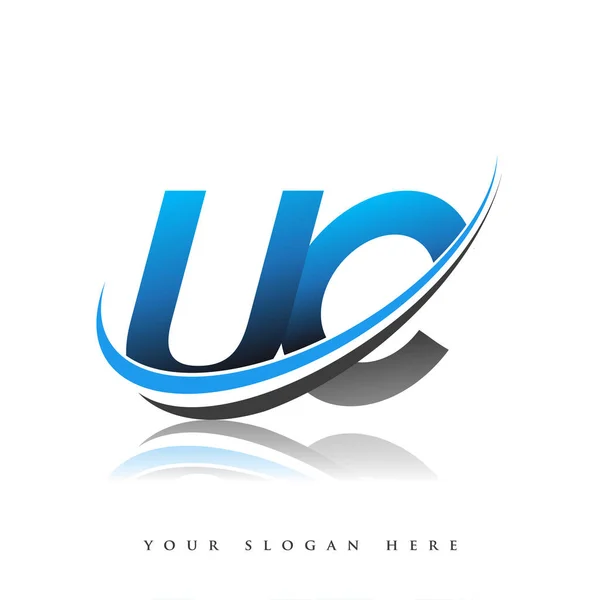 Первоначальный Логотип Название Компании Цветной Синий Черный Swoosh Дизайн Изолированный — стоковый вектор