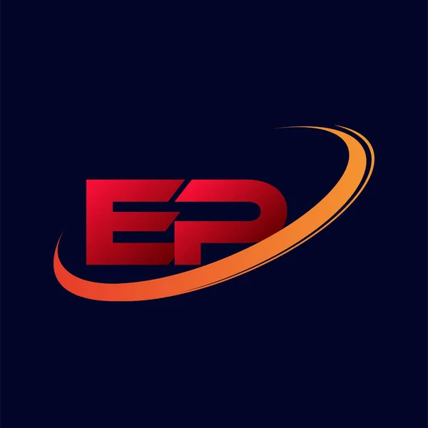 Carta Inicial Logotipo Nome Empresa Colorido Vermelho Laranja Design Swoosh — Vetor de Stock