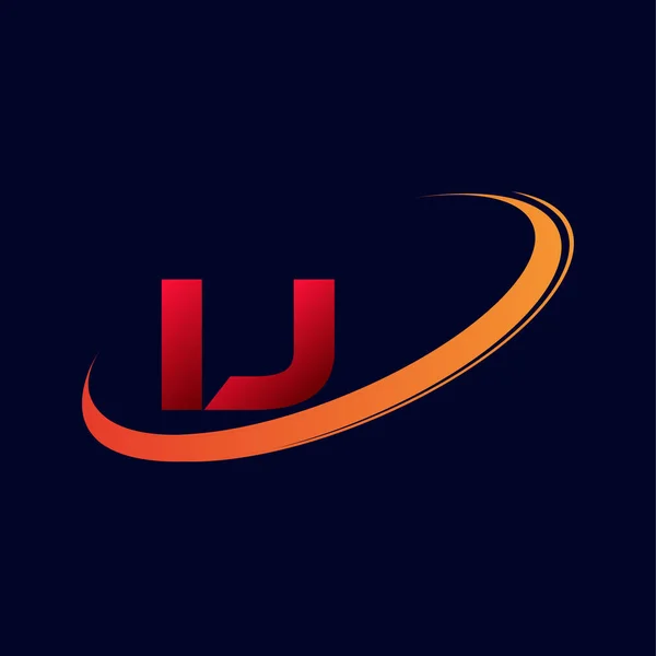 Litera Inițială Logotip Numele Companiei Culoare Roșu Portocaliu Swoosh Design — Vector de stoc