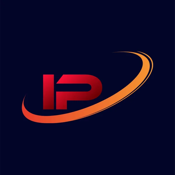 Letra Inicial Logotipo Nome Empresa Colorido Vermelho Laranja Design Swoosh —  Vetores de Stock