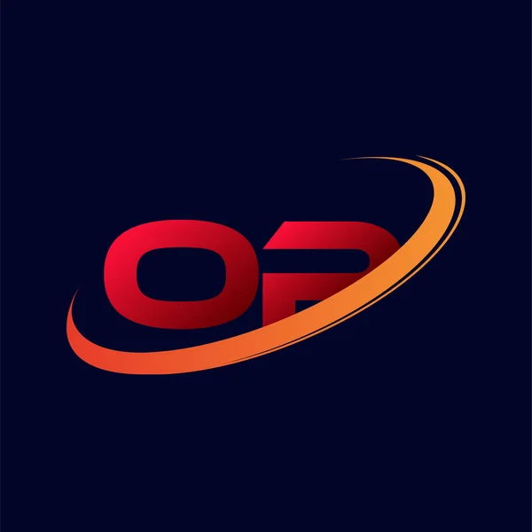 Carta Inicial Logotipo Nome Empresa Colorido Vermelho Laranja Design Swoosh — Vetor de Stock