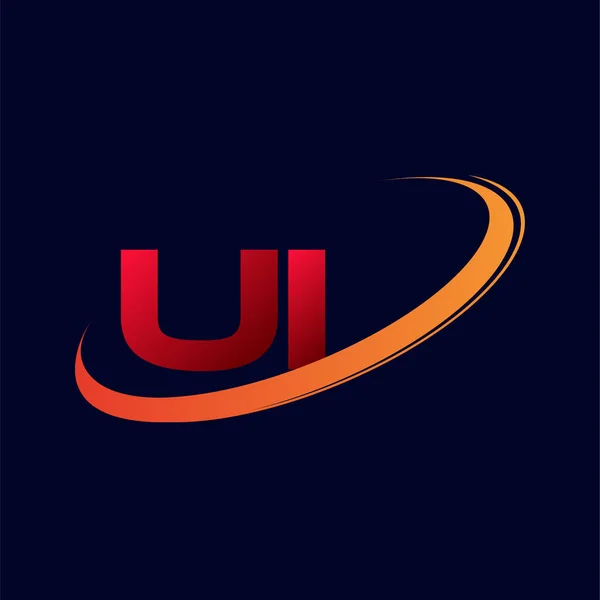 Litera Inițială Logotip Numele Companiei Colorate Portocaliu Swoosh Design Izolat — Vector de stoc