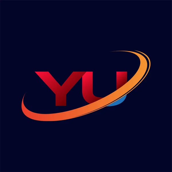 Letra Inicial Nome Empresa Logotipo Colorido Design Swoosh Vermelho Laranja — Vetor de Stock