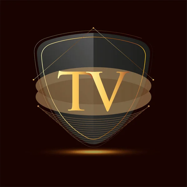 Lettre Logo Initial Avec Écran Icône Couleur Dorée Isolé Sur — Image vectorielle