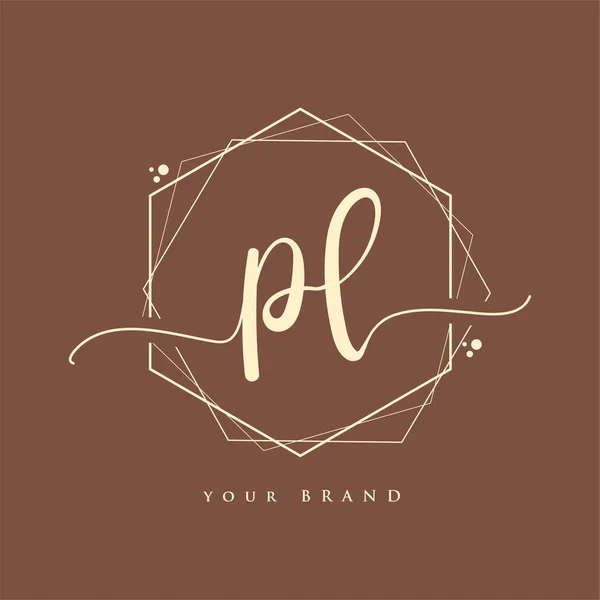 Initial Handwriting Logo Hand Lettering Initials Logo Branding Feminine Luxury — Stock Vector