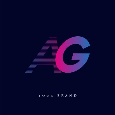İlk harf logosu AG renklendirilmiş mavi ve morumsu çizgili bileşim, Vector logo tasarım şablonu elemanları iş veya şirket kimliğiniz için.