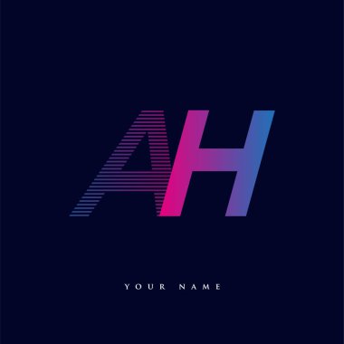 İlk harf logosu AH renkli mavi ve morumsu çizgili kompozisyon, şirketiniz veya şirket kimliğiniz için vektör logo tasarım şablonu ögeleri.