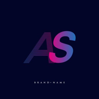 İlk harf logosu AS renkli mavi ve morumsu çizgili kompozisyon, Vector logo tasarım şablonu elemanları işletmeniz veya şirket kimliğiniz için.