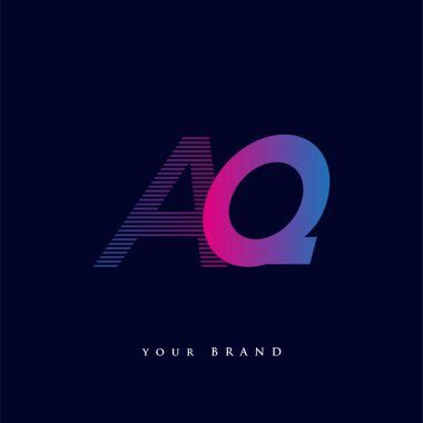 İlk harf logosu AQ renkli mavi ve morumsu çizgili kompozisyon, şirket veya şirket kimliğiniz için vektör logo tasarım şablonu unsurları.