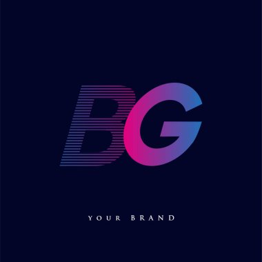 İlk harf logosu BG renkli mavi ve morumsu çizgili kompozisyon, Vector logo tasarım şablonu elemanları iş veya şirket kimliğiniz için.