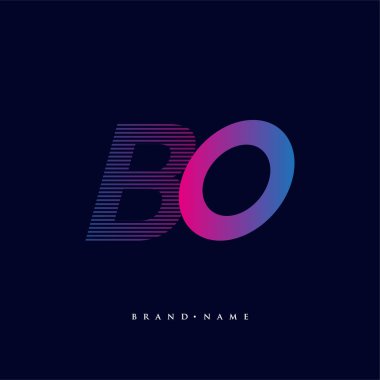 İlk harf logosu BO renkli mavi ve morumsu çizgili kompozisyon, Vector logo tasarım şablonu elemanları işletmeniz veya şirket kimliğiniz için.