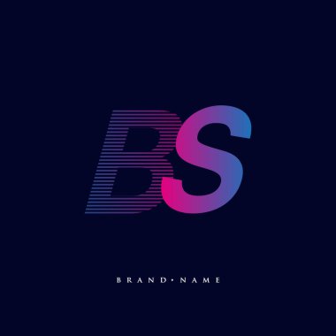 İlk harf logosu BS renkli mavi ve morumsu çizgili kompozisyon, Vector logo tasarım şablonu elemanları işletmeniz veya şirket kimliğiniz için.