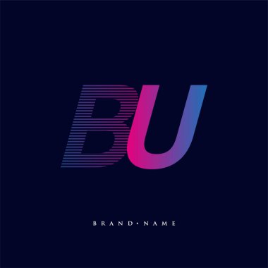 İlk harf logosu BU renkli mavi ve morumsu çizgili kompozisyon, Vector logo şablonu elemanları iş veya şirket kimliğiniz için.