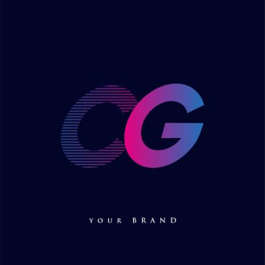 İlk harf logosu CG renkli mavi ve morumsu çizgili kompozisyon, Vector logo şablonu elemanları iş veya şirket kimliğiniz için.