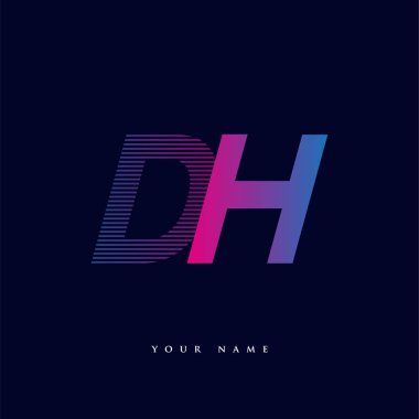 İlk harf logosu DH renkli mavi ve morumsu çizgili bileşim, Vector logo tasarım şablonu elemanları iş veya şirket kimliğiniz için.