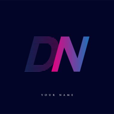İlk harf logosu DN renkli mavi ve morumsu çizgili bileşim, Vector logo tasarım şablonu elemanları iş veya şirket kimliğiniz için.
