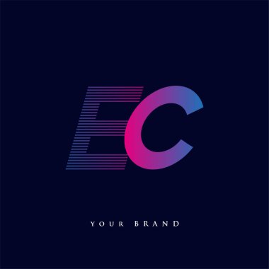 AK ilk harf logosu çizgili kompozisyon ile mavi ve morumsu renklendirilmiş, şirketiniz veya şirket kimliğiniz için vektör logo şablonu unsurları tasarladı.