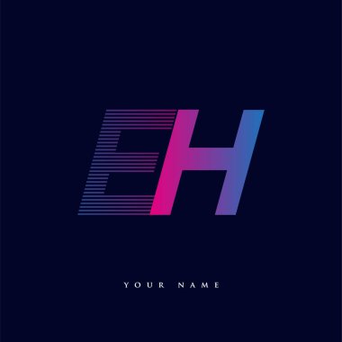 İlk harf logosu EH renkli mavi ve morumsu çizgili bileşim, Vector logo tasarım şablonu elemanları iş veya şirket kimliğiniz için.