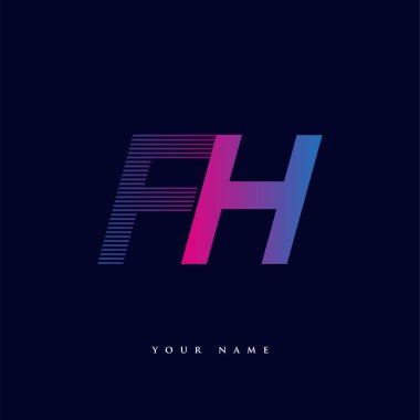 İlk harf logosu FH renkli mavi ve morumsu çizgili bileşim, Vector logo tasarım şablonu elemanları iş veya şirket kimliğiniz için.