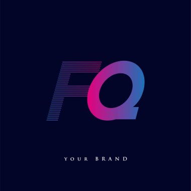 İlk harf logosu FQ renkli mavi ve morumsu çizgili kompozisyon, Vector logo tasarım şablonu elemanları iş veya şirket kimliğiniz için.