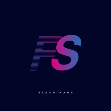İlk harf logosu FS renkli mavi ve morumsu çizgili bileşim, Vector logo tasarım şablonu elemanları iş veya şirket kimliğiniz için.