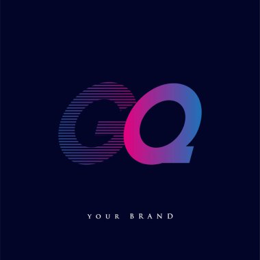 İlk harf logosu GQ renkli mavi ve morumsu çizgili kompozisyon, şirket veya şirket kimliğiniz için vektör logo tasarım şablonu unsurları.